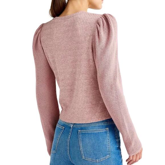 NWT Splendid London Ribbed Puff Sleeve Sweater – Blush Pink, Size Small - Picture 2 of 8
